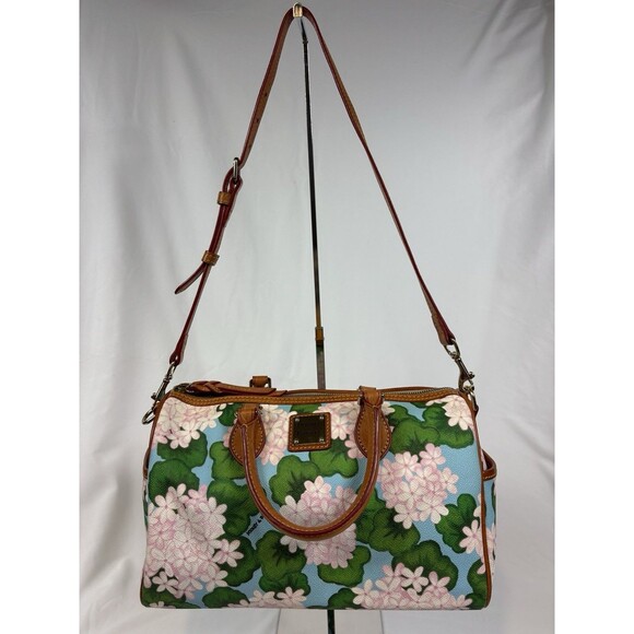 Dooney & Bourke Satchel Bag Shoulder Pink Blue Green Floral Hydrangea Print - Picture 14 of 14